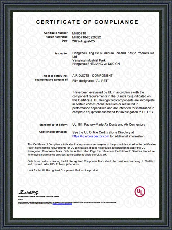 Al-PET certificatorium obsequii